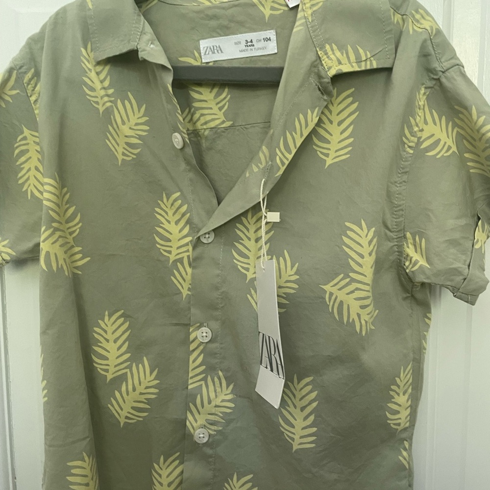 Bundle of 2 Zara boys summer button down shirts size 3-4 EUC